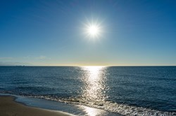 The sun rises over the beautifully blue Mediterranean Sea