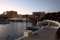 The port of Cabopino at dusk