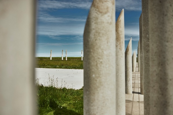 Palisade, ship setting, and other historical features at the Kongernes Jelling Museum