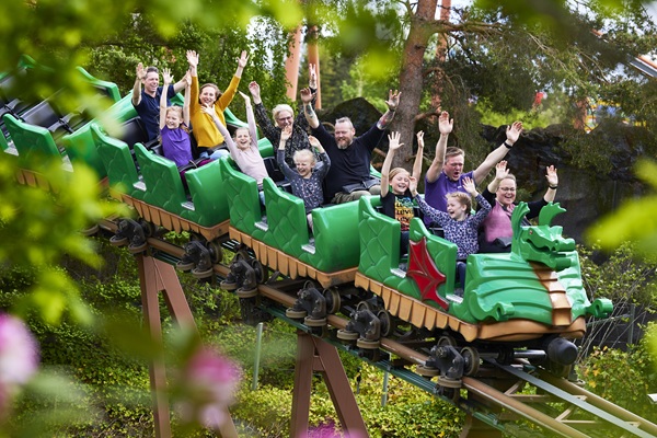 The medieval roller coaster the Dragon at LEGOLAND® Billund Resort
