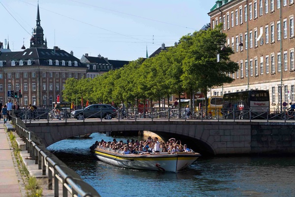 Classic Canal Cruise in Copenhagen in summer