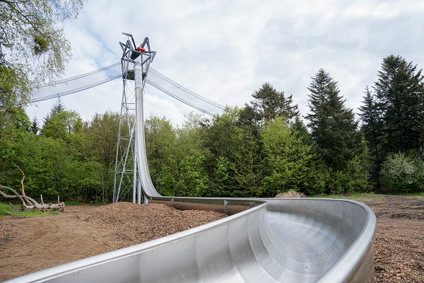 Edderkoppen - here you climb 110 meters over free-hanging net bridges through the treetops
